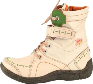 TMA EYES Women's lace-up leather casual ankle boots fashion non-slip and patchwork with handstitching upper Boots