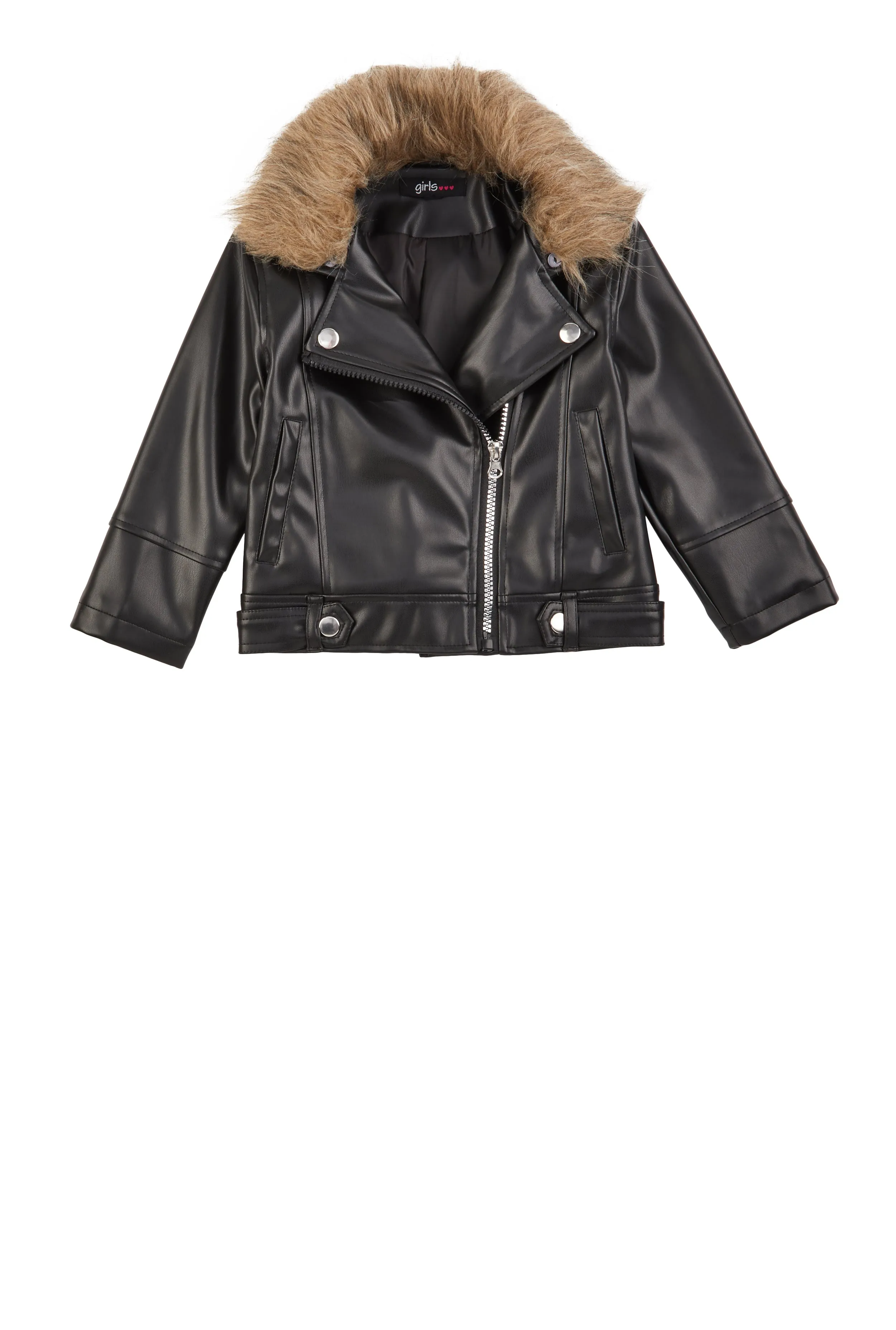 Toddler Girls Faux Leather Moto Jacket
