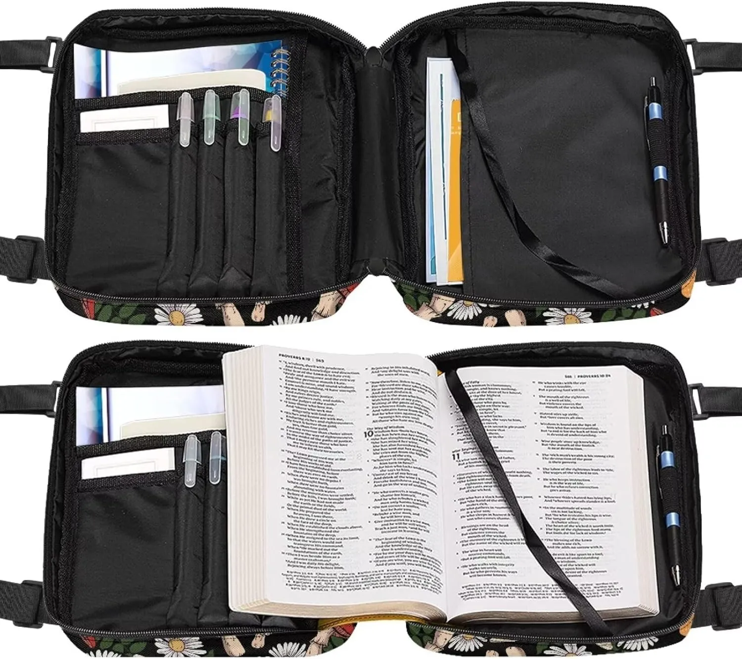 TODIYADDU Bible Covers for Women Men Large Size Bible Carrying Case for Church School Portable Bible Bag for Book Pens Gifts