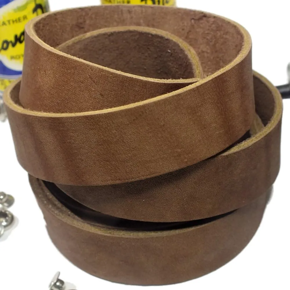 TOFL Genuine Top-Grain Leather Strap | 72 Inches Long | 7/8 Inch Wide | 1/8 Inch Thick (7-8 oz) | 1 Leather Strip Medium Brown