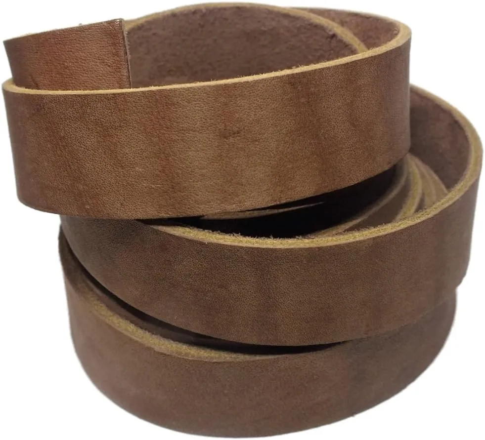 TOFL Genuine Top-Grain Leather Strap | 72 Inches Long | 7/8 Inch Wide | 1/8 Inch Thick (7-8 oz) | 1 Leather Strip Medium Brown