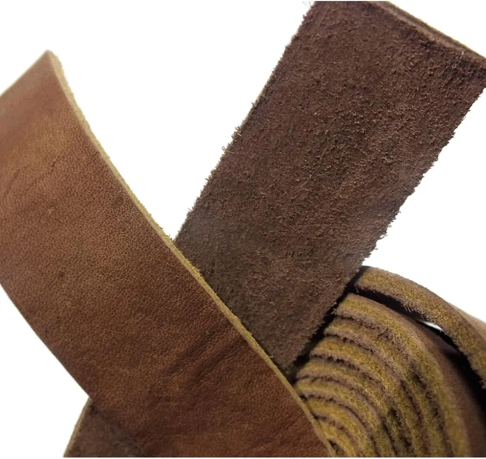 TOFL Genuine Top-Grain Leather Strap | 72 Inches Long | 7/8 Inch Wide | 1/8 Inch Thick (7-8 oz) | 1 Leather Strip Medium Brown