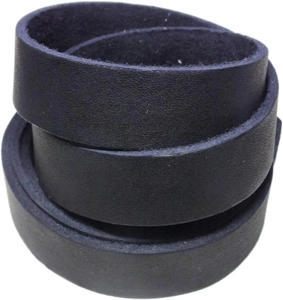 TOFL Genuine Top-Grain Leather Strap 72" Long 7/8" Wide 1/8" Thick (7-8 oz) DIY Arts & Craft Projects, Clothing, Jewelry, Wrapping | Navy Blue