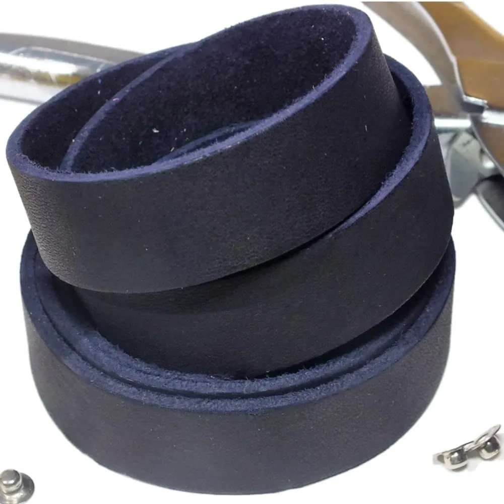 TOFL Genuine Top-Grain Leather Strap 72" Long 7/8" Wide 1/8" Thick (7-8 oz) DIY Arts & Craft Projects, Clothing, Jewelry, Wrapping | Navy Blue