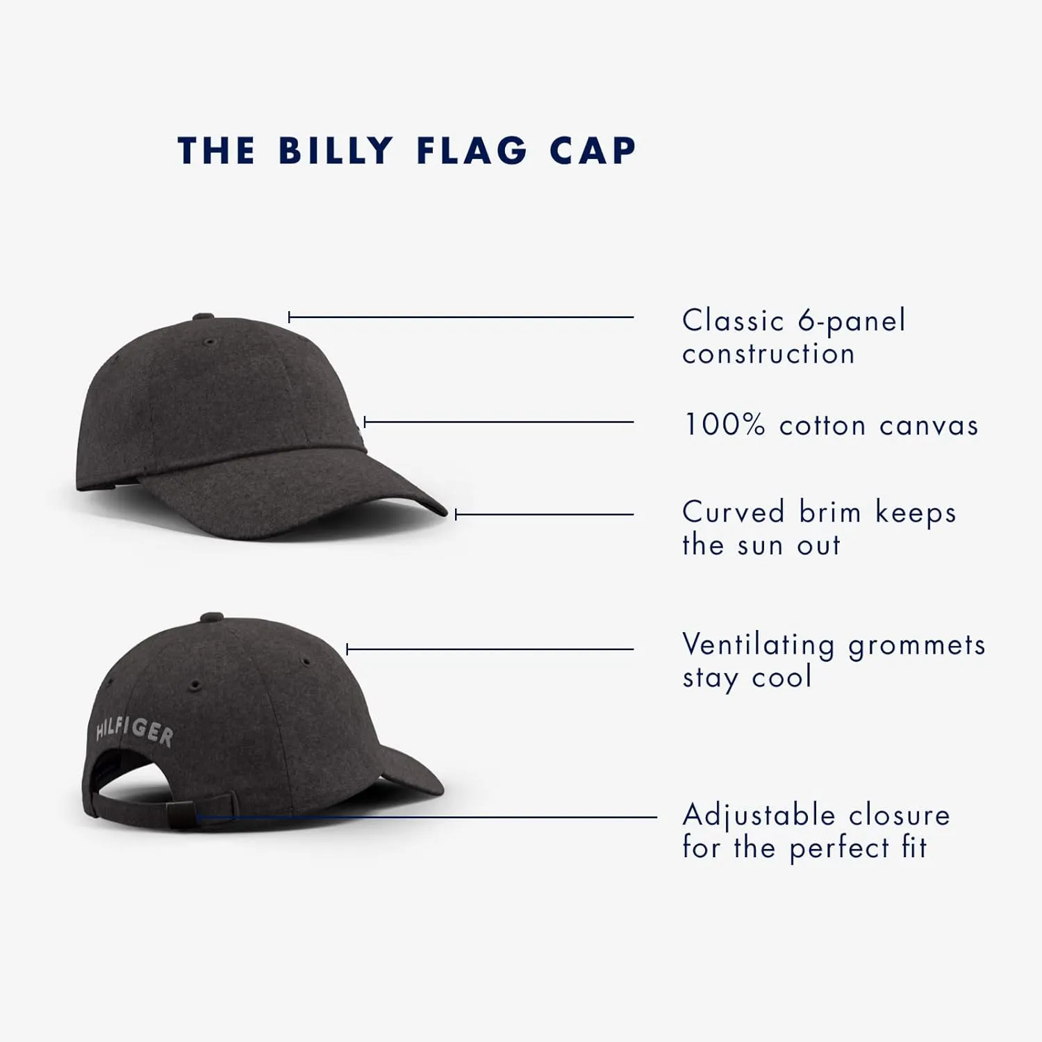 Tommy Hilfiger Men's Cotton Billy Adjustable Flap Baseball Cap