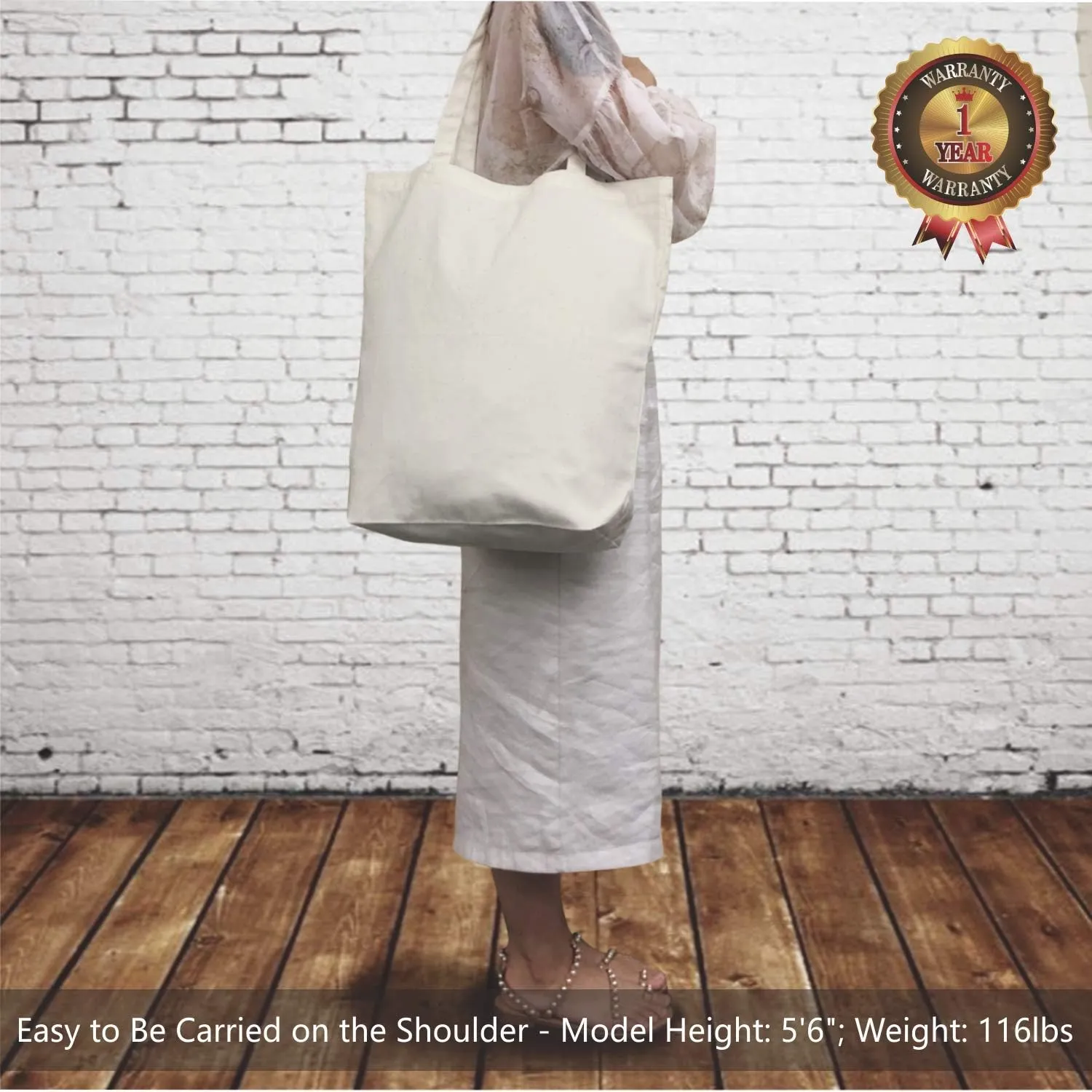 TOPDesign 2 | 6 | 12 Pack Super Strong Large 17.5"x16.5"x5" 10oz Cotton Canvas Tote Bag, Reusable Grocery Shopping Bags, Blank Natural Bags for Crafts, DIY Your Creative Designs (Pack of 6)