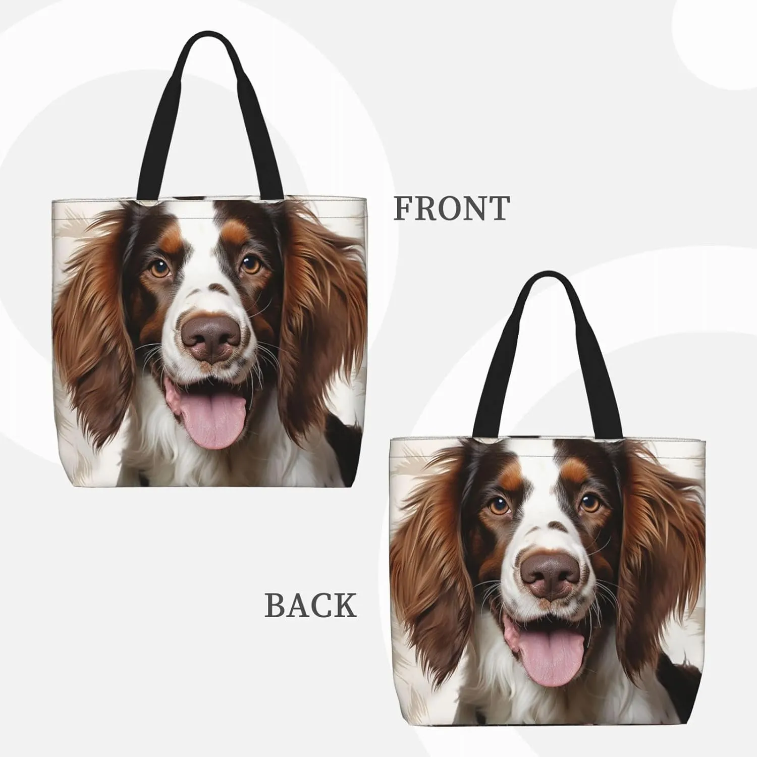 Tote Bag for Women Cute springer spaniel Shoulder Bag with Zipper Handbag Large Capacity Reusable Grocery Bag