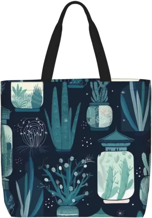 Tote Bag for Women Cute Turquoise Shoulder Bag with Zipper Handbag Large Capacity Reusable Grocery Bag
