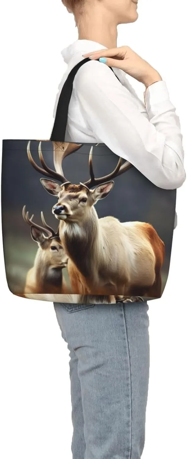 Tote Bag for Women Dog on the lawn Shoulder Bag with Zipper Handbag Large Capacity Reusable Grocery Bag