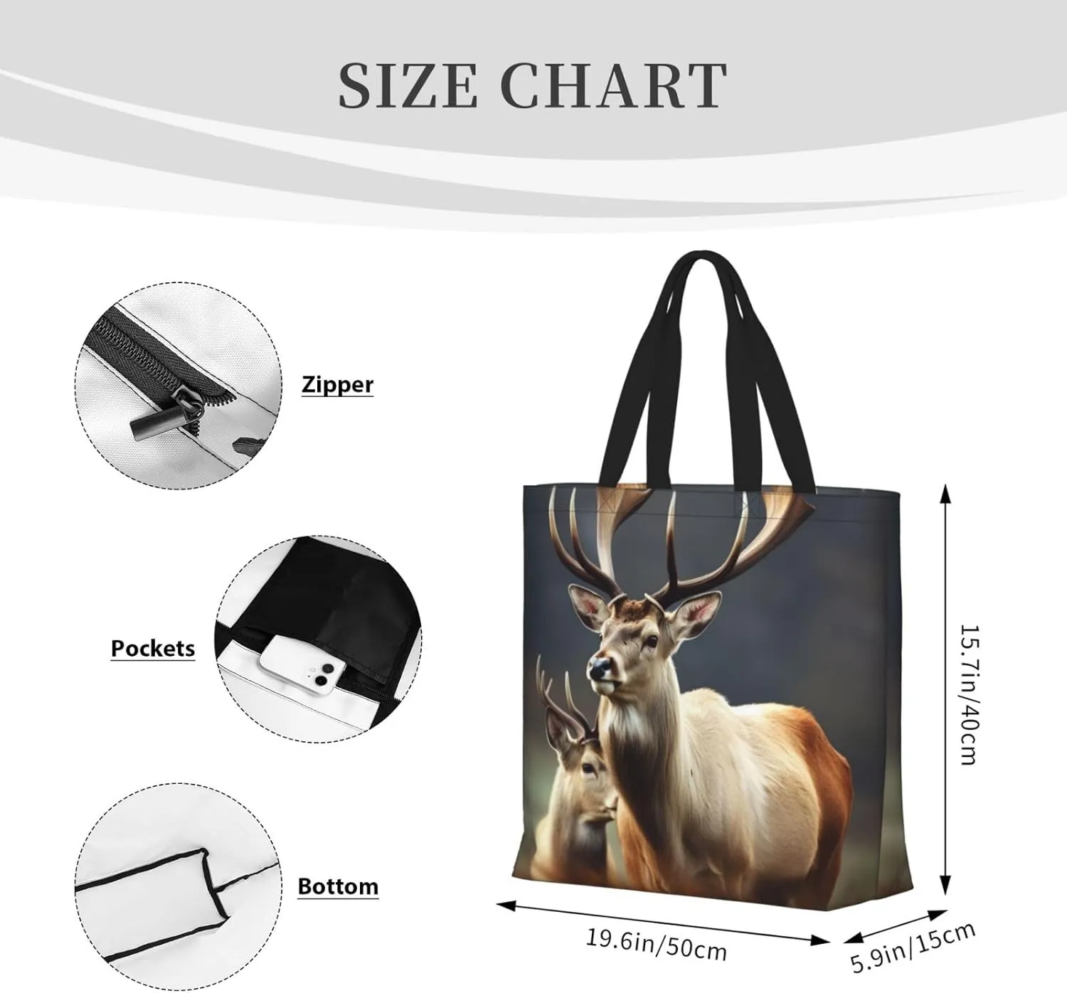 Tote Bag for Women Dog on the lawn Shoulder Bag with Zipper Handbag Large Capacity Reusable Grocery Bag
