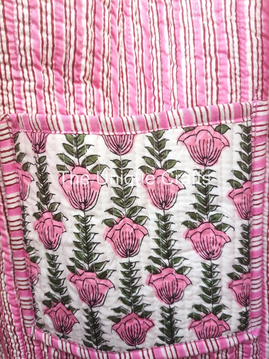 Tote Bag For Women, Shoulder Purse with Inner Pocket, Quilted Cotton Handprinted Reversible Large Multicolor Tote Bag