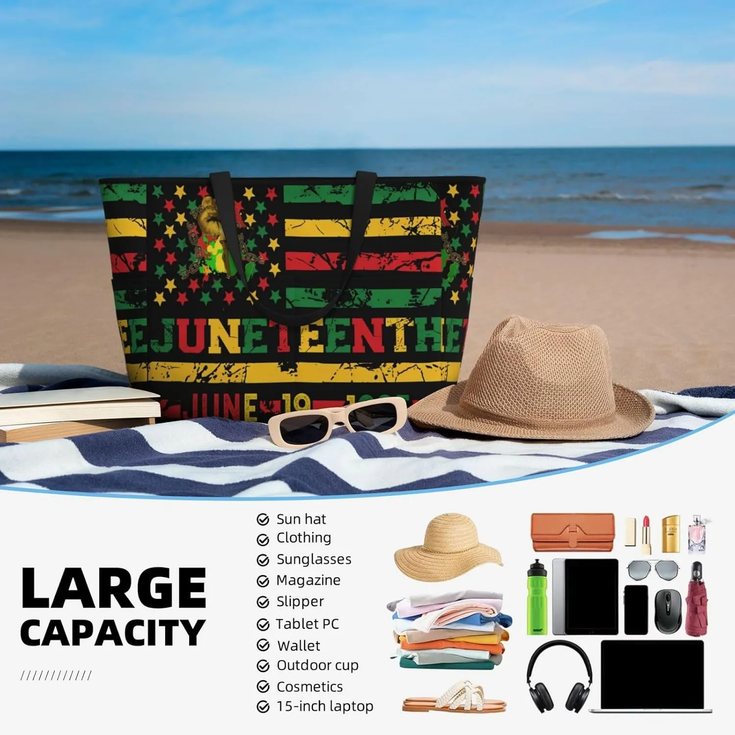 Tote Bag Large Capacity Shoulder Bag Handbag For Beach Travel Work Women