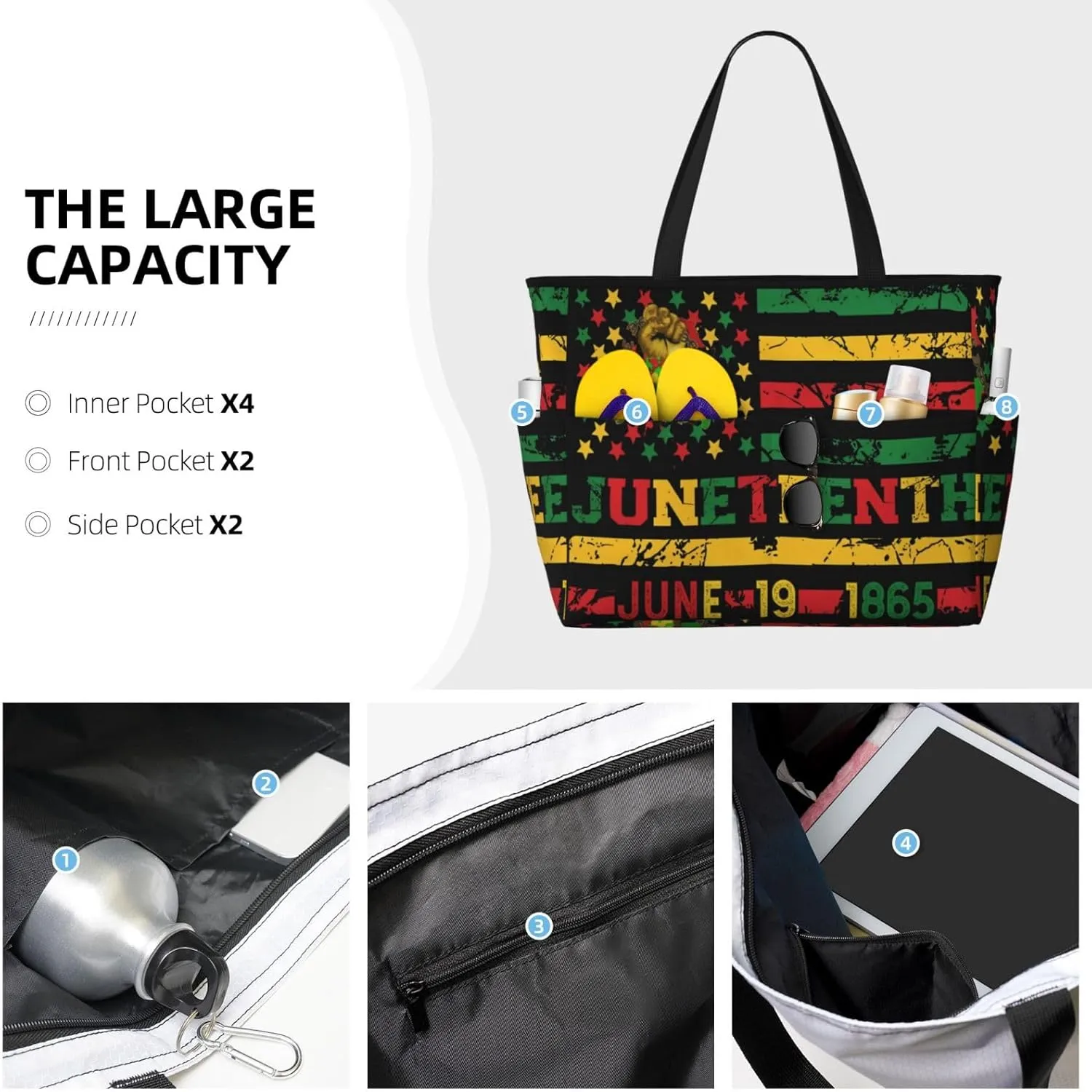 Tote Bag Large Capacity Shoulder Bag Handbag For Beach Travel Work Women