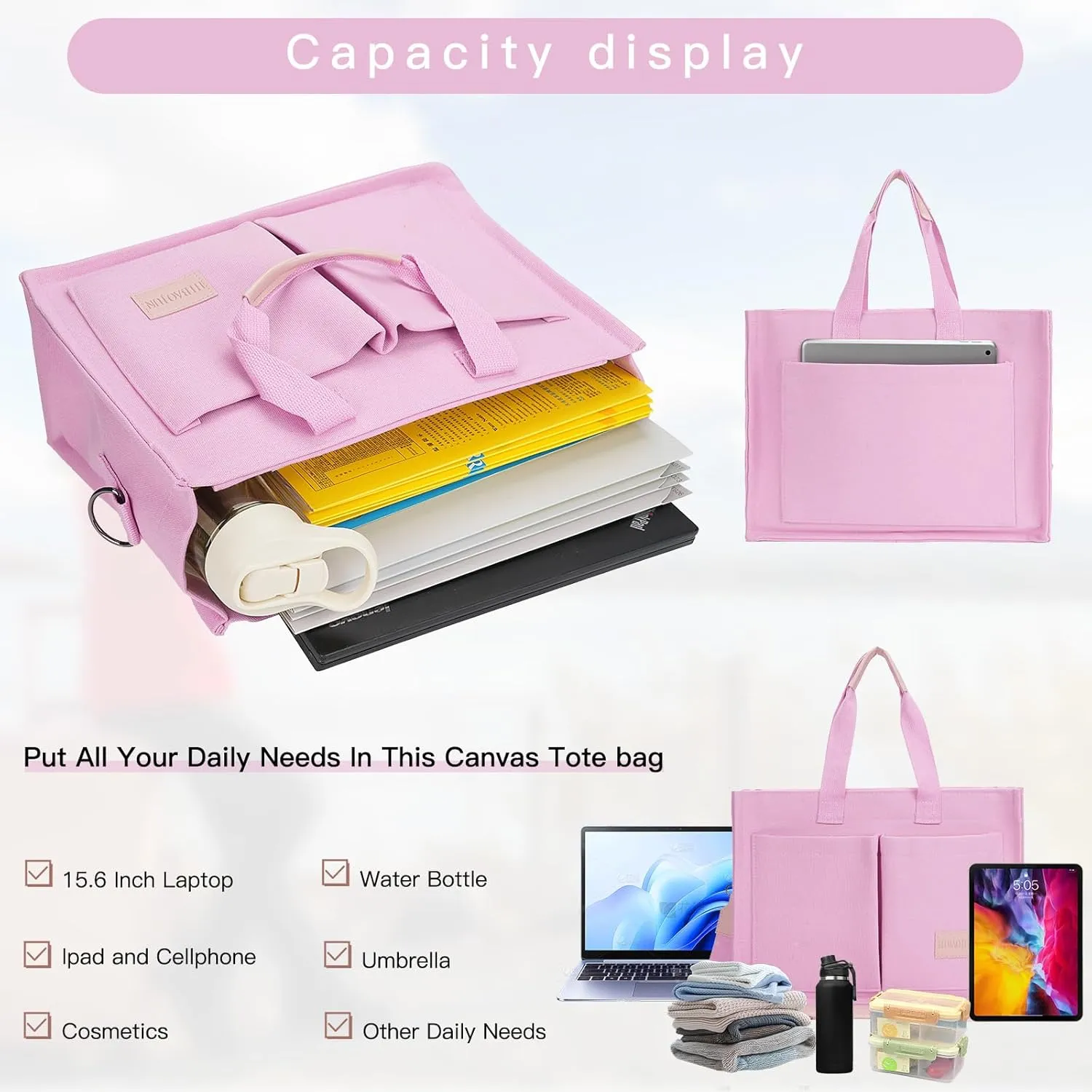 Tote Bag with Compartments Church Bible Bag Laptop Large Tote Bag for Women Nice Gift.