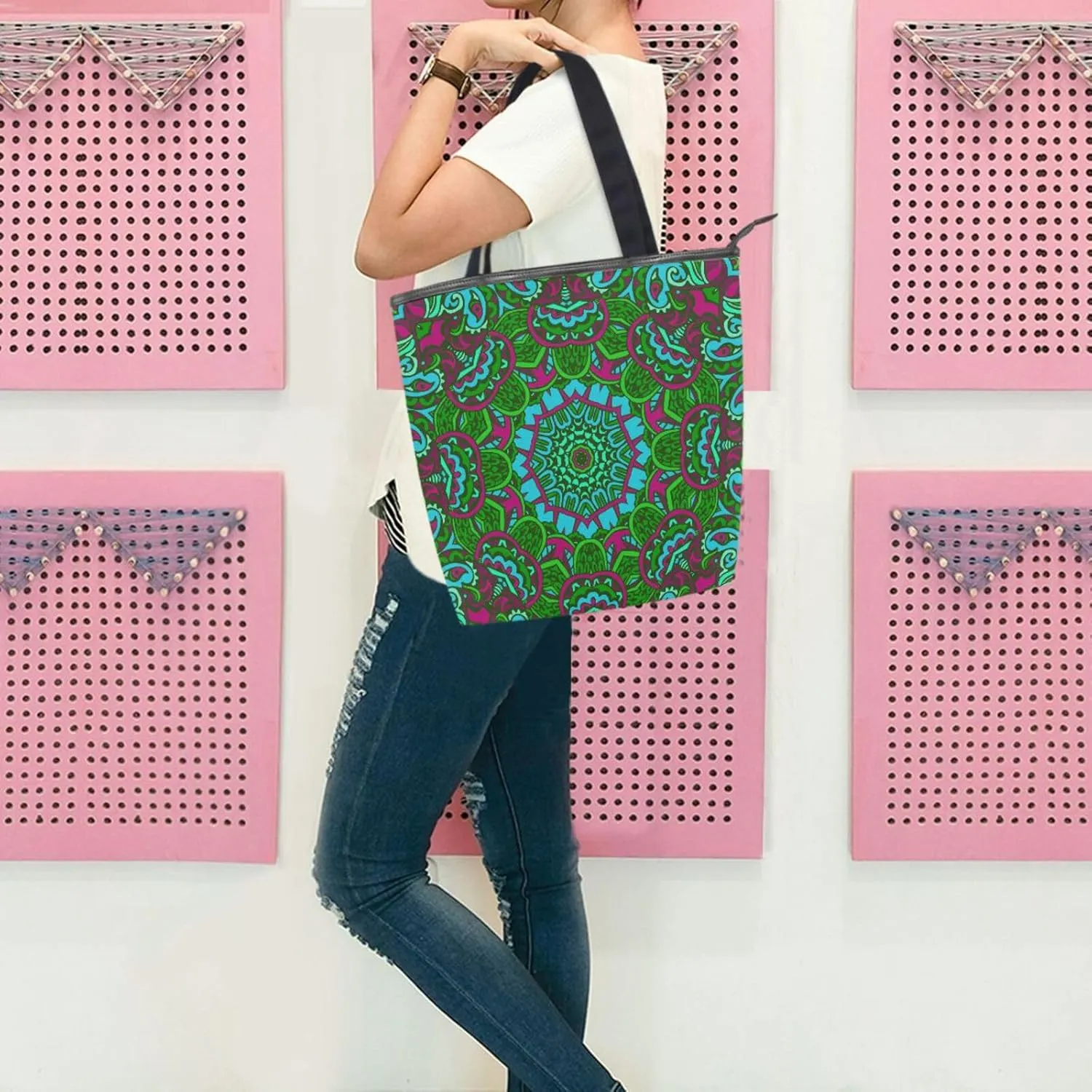 Tote Bags for Women Canvas Tote Purse Shoulder Bags with Pockets Top Handle Shoulder Handbags Tote Bag Pattren 1