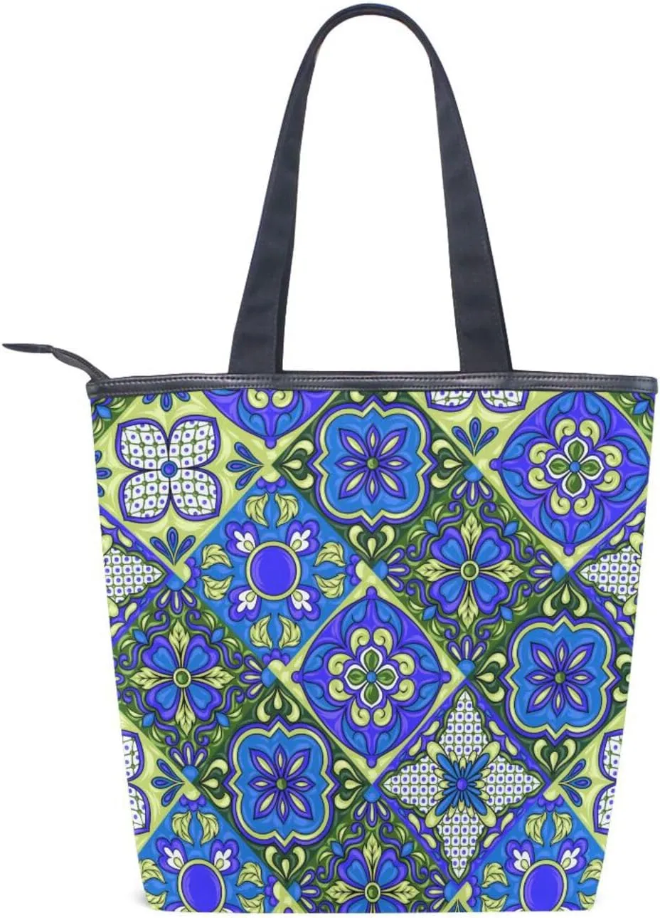 Tote Bags for Women Canvas Tote Purse Shoulder Bags with Pockets Top Handle Shoulder Handbags Tote Bag Pattren 1