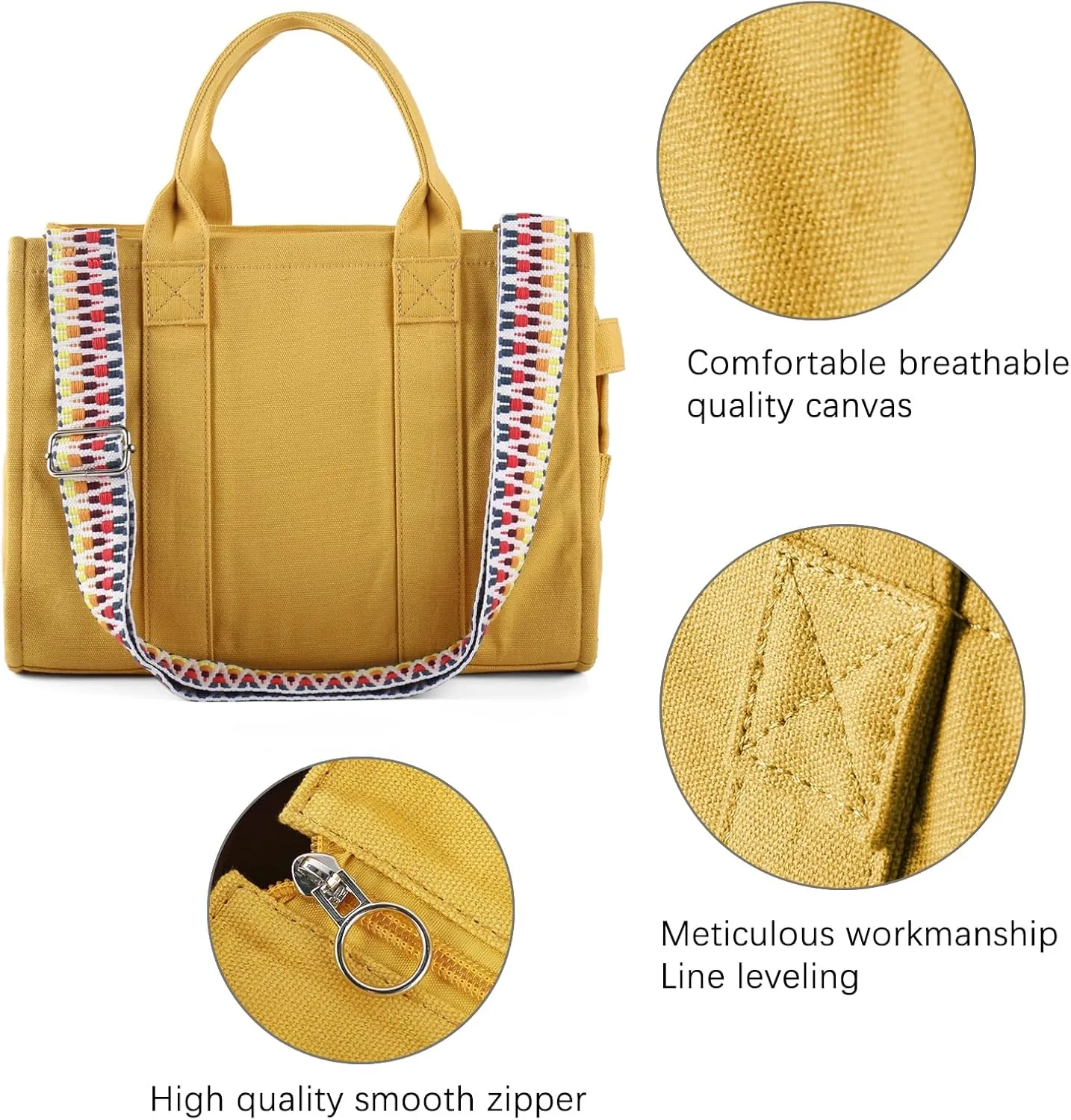 Tote Bags for Women Handbag Tote Purse with Zipper Canvas Crossbody Bag Shoulder Bag
