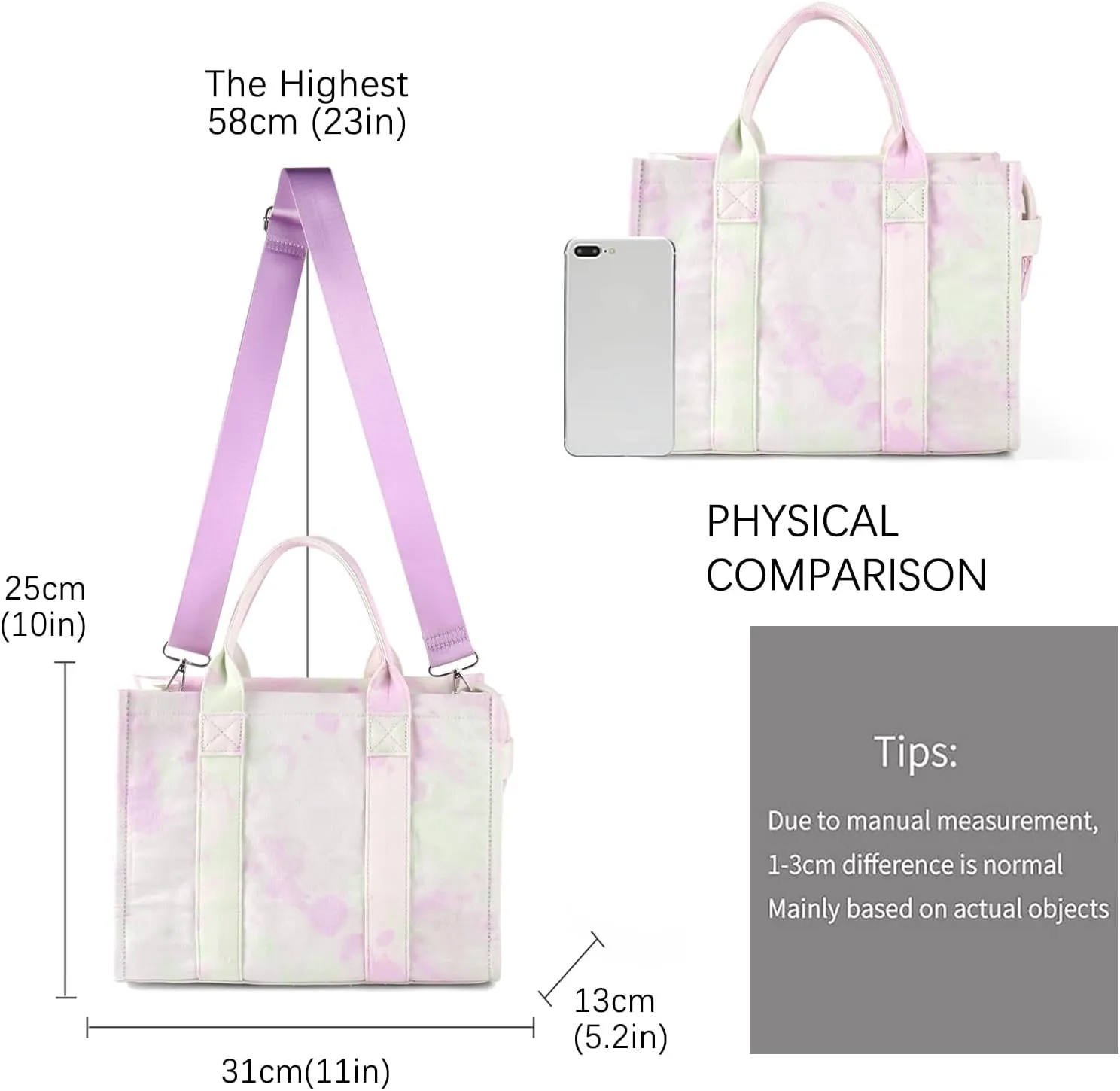 Tote Bags for Women Handbag Tote Purse with Zipper Canvas Crossbody Bag Shoulder Bag