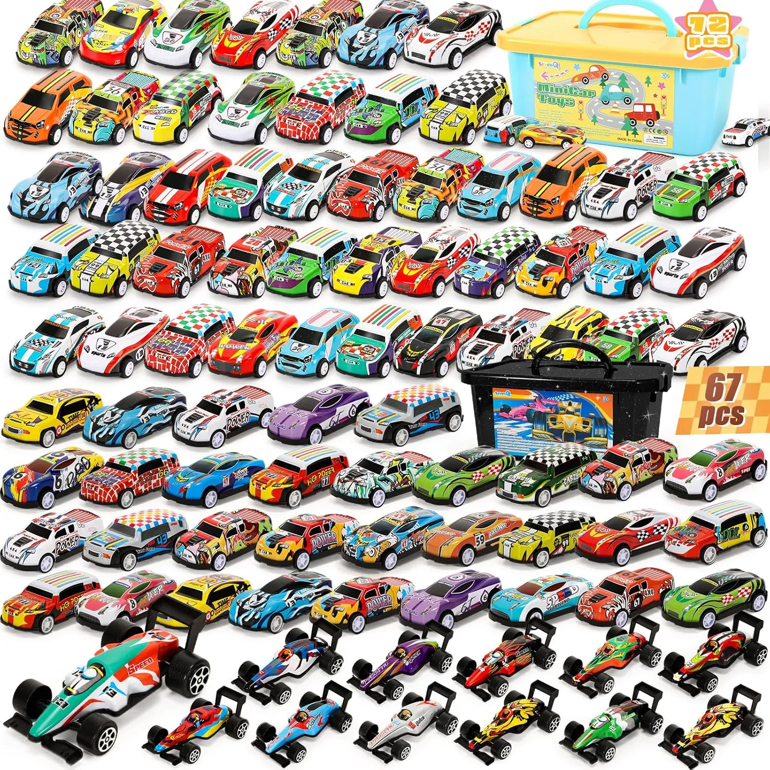 Toy Cars Party Favors for Kids 139 Pcs Pull Back Cars Playsets with Storage Box, Mini Toys Race Cars for Kids Goodie Bags Toddler Toys Bulk Prizes Rewards