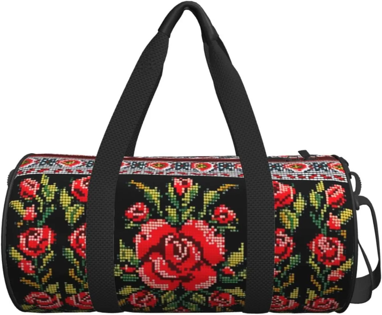 Travel Bag For Women,Ukrainian Embroidery Style Rose Print Personal Item Duffle Bags,Weekend Travel Duffel Tote Bag,Travel Sport Gym Bag For Men,Airplane Travel Essentials For Flying