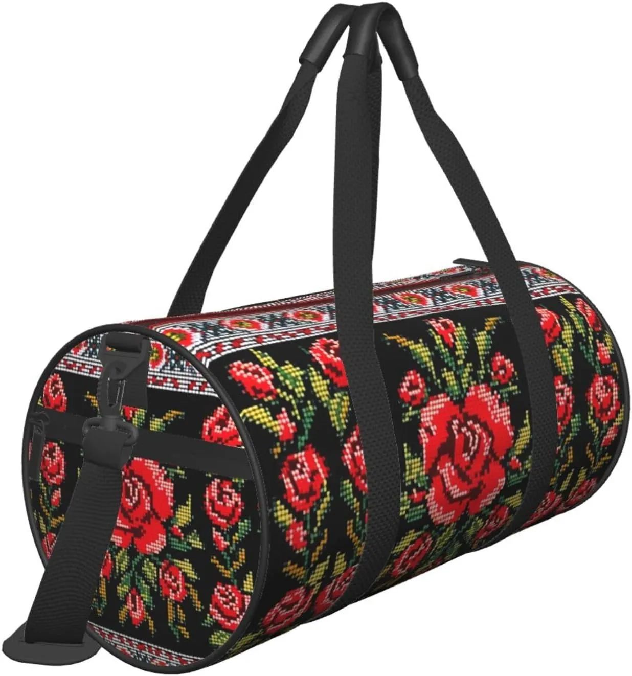 Travel Bag For Women,Ukrainian Embroidery Style Rose Print Personal Item Duffle Bags,Weekend Travel Duffel Tote Bag,Travel Sport Gym Bag For Men,Airplane Travel Essentials For Flying