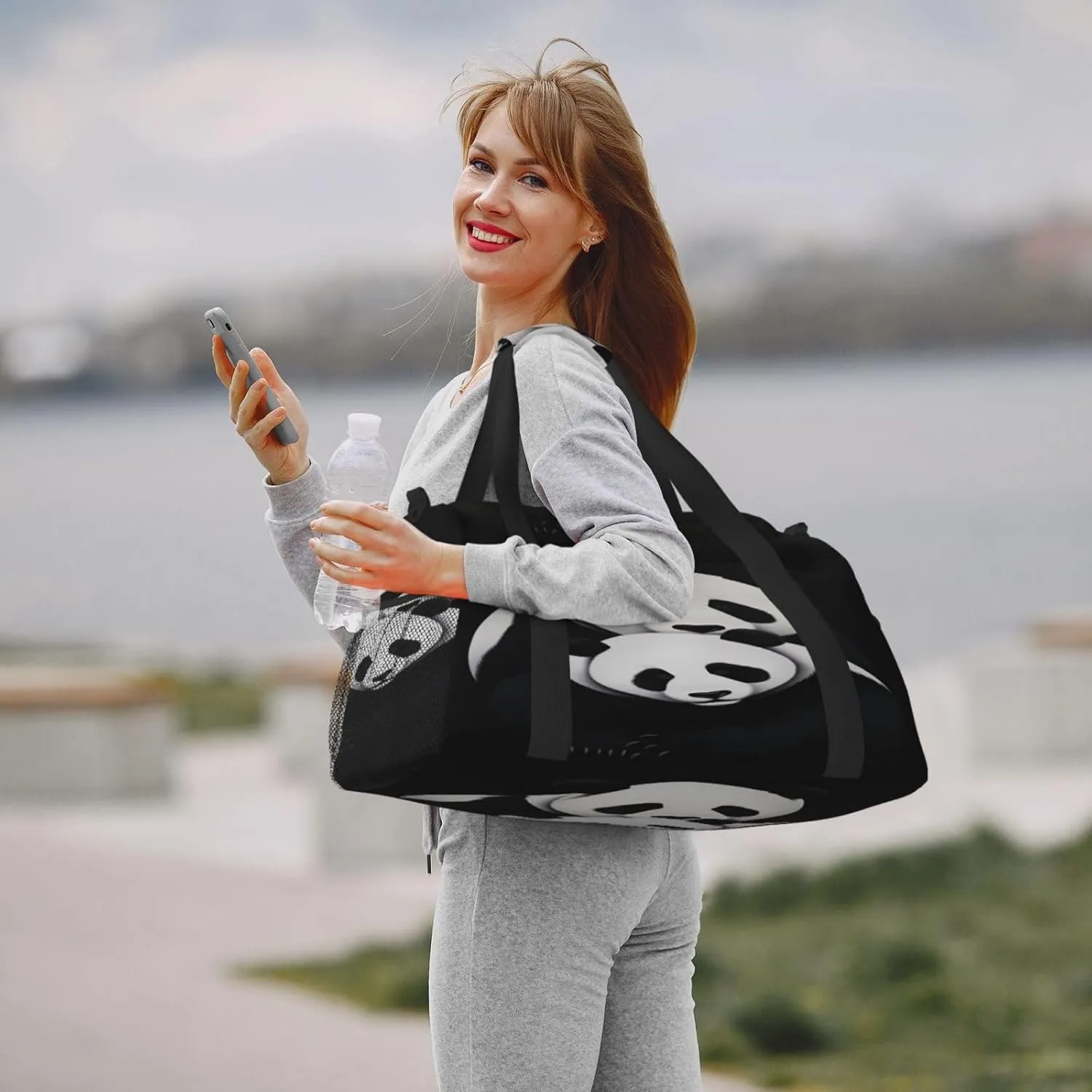 Travel Duffel Bag For Men Women, Cute Animal Panda Bear Carry On Sport Gym Bag With Shoulder Strap Lightweight Waterproof Weekender Bag Overnight Bag