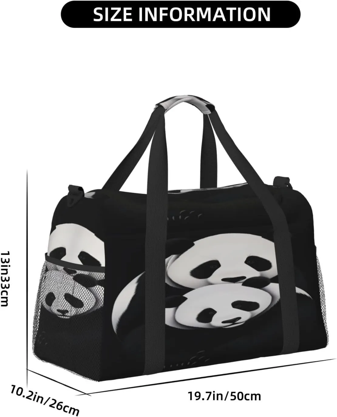 Travel Duffel Bag For Men Women, Cute Animal Panda Bear Carry On Sport Gym Bag With Shoulder Strap Lightweight Waterproof Weekender Bag Overnight Bag