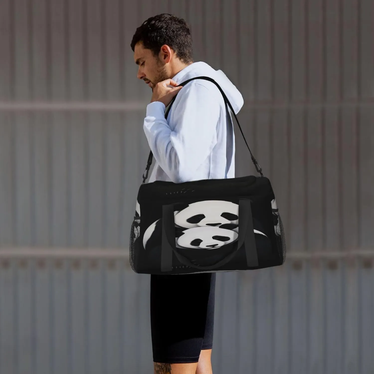Travel Duffel Bag For Men Women, Cute Animal Panda Bear Carry On Sport Gym Bag With Shoulder Strap Lightweight Waterproof Weekender Bag Overnight Bag