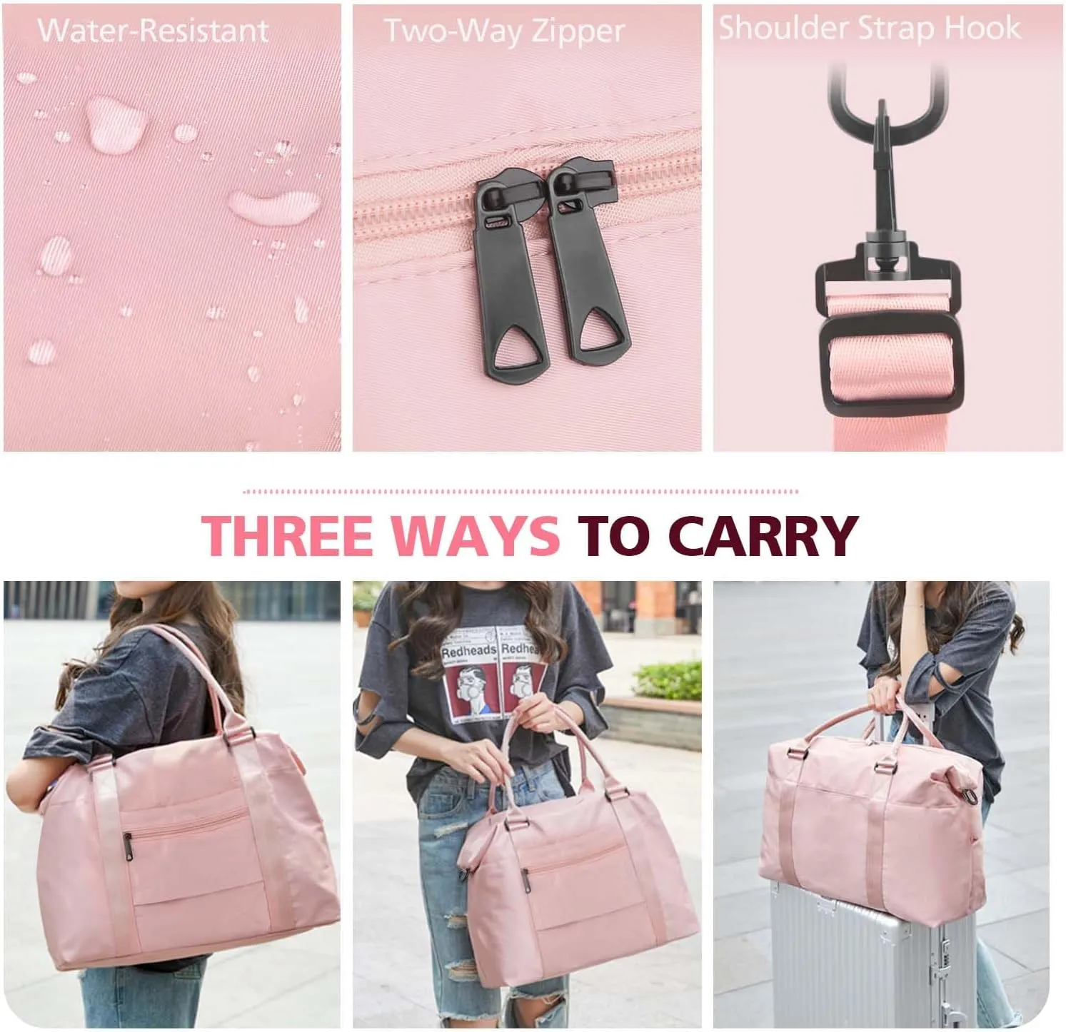Travel Duffel Weekender Carry On Tote for Women and Men - Waterproof Gym Bag, Hospital Bag for Labor and Delivery, Overnight Luggage with Trolley Sleeve