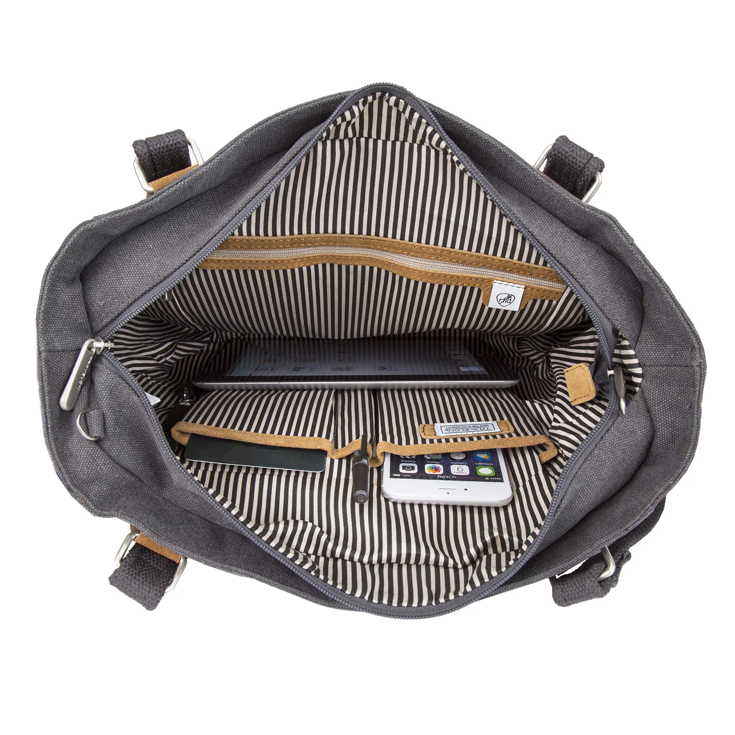 Travelon Anti-Theft Heritage Tote Bag, Pewter (Gray) - 33075 540
