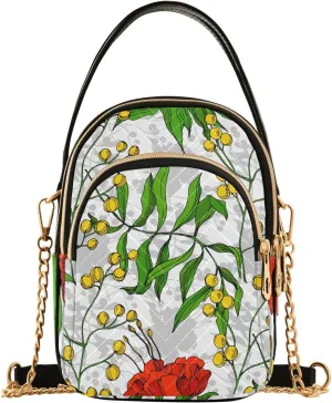 Tropical Floral Botanical Flower Design Crossbody Bags Shoulder Bag for Women Stylish Ladies Messenger Bags Cell Phone Purse and Handbags Wallet