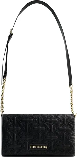 True Religion Shoulder Bag Purse, Quilted Horseshoe Flap Hobo Handbag with Adjustable Chain Strap