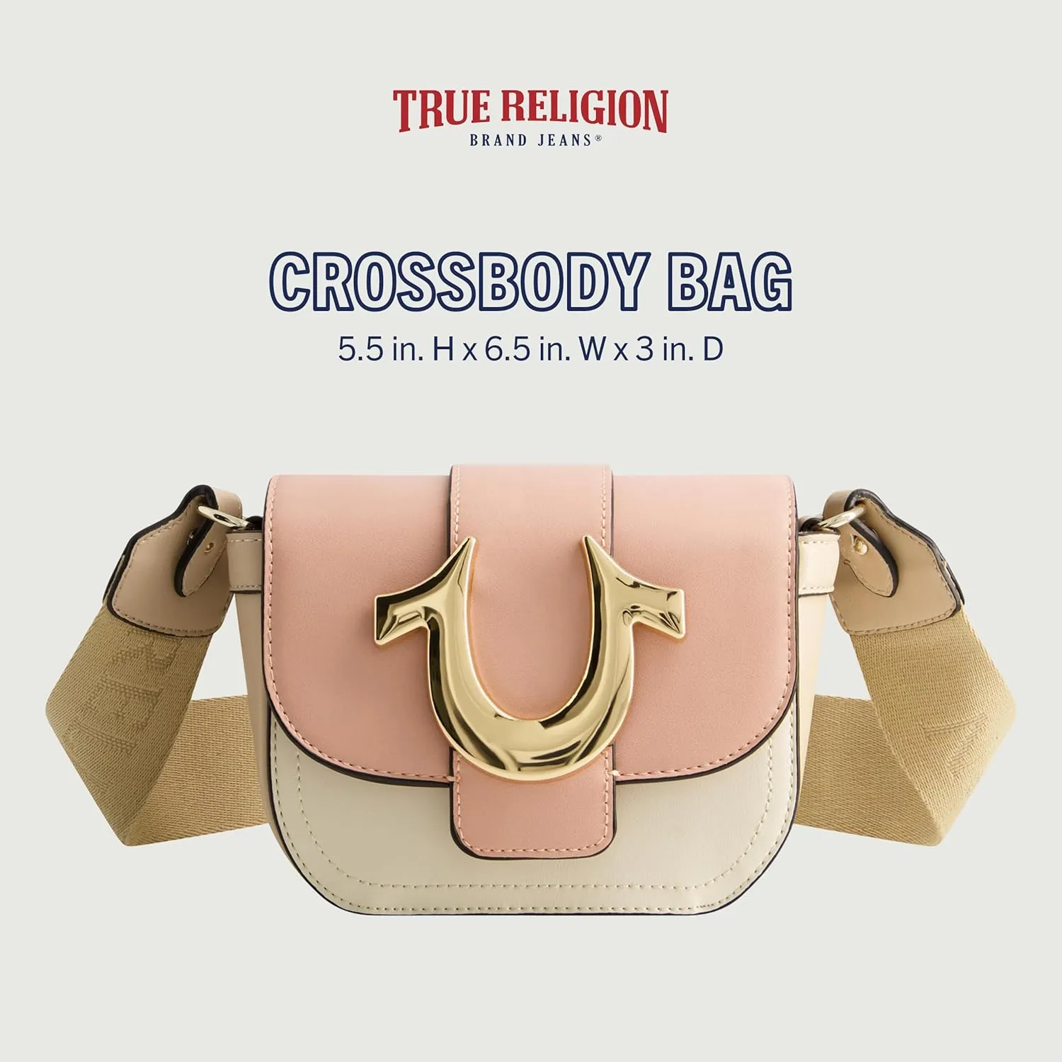 True Religion Women's Crossbody Bag, Mini Flap Adjustable Shoulder Handbag Purse with Horseshoe Logo