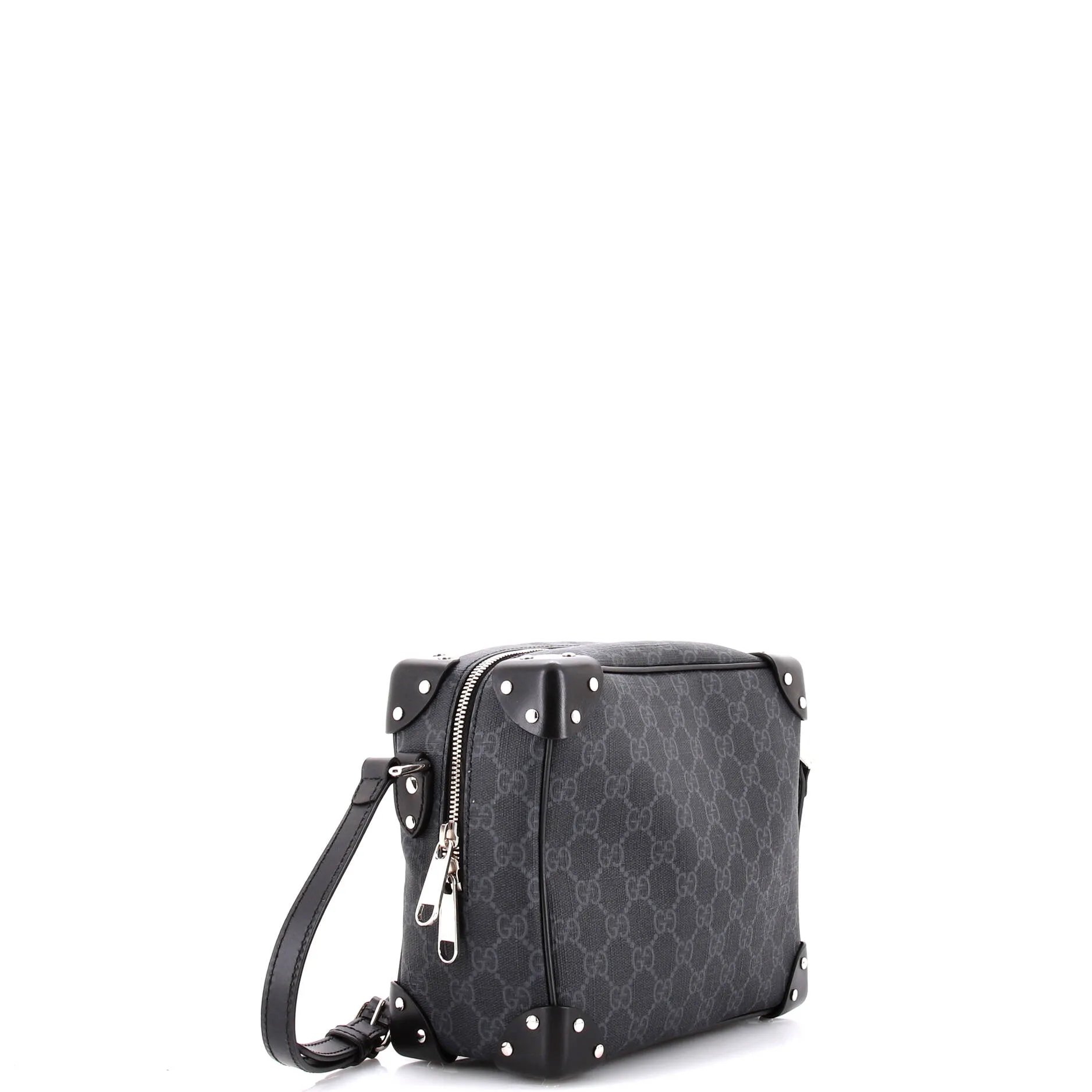 Trunk Shoulder Bag GG Coated Canvas with Studded Leather