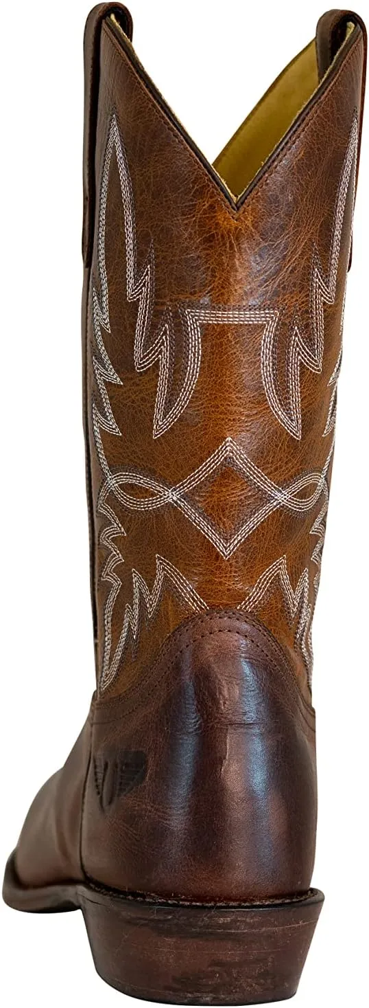 TuffRider Men’s Old Faithful Leather Embroidered Wide Square Toe Western boot