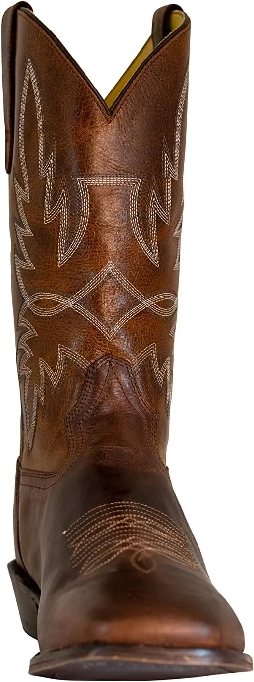 TuffRider Men’s Old Faithful Leather Embroidered Wide Square Toe Western boot