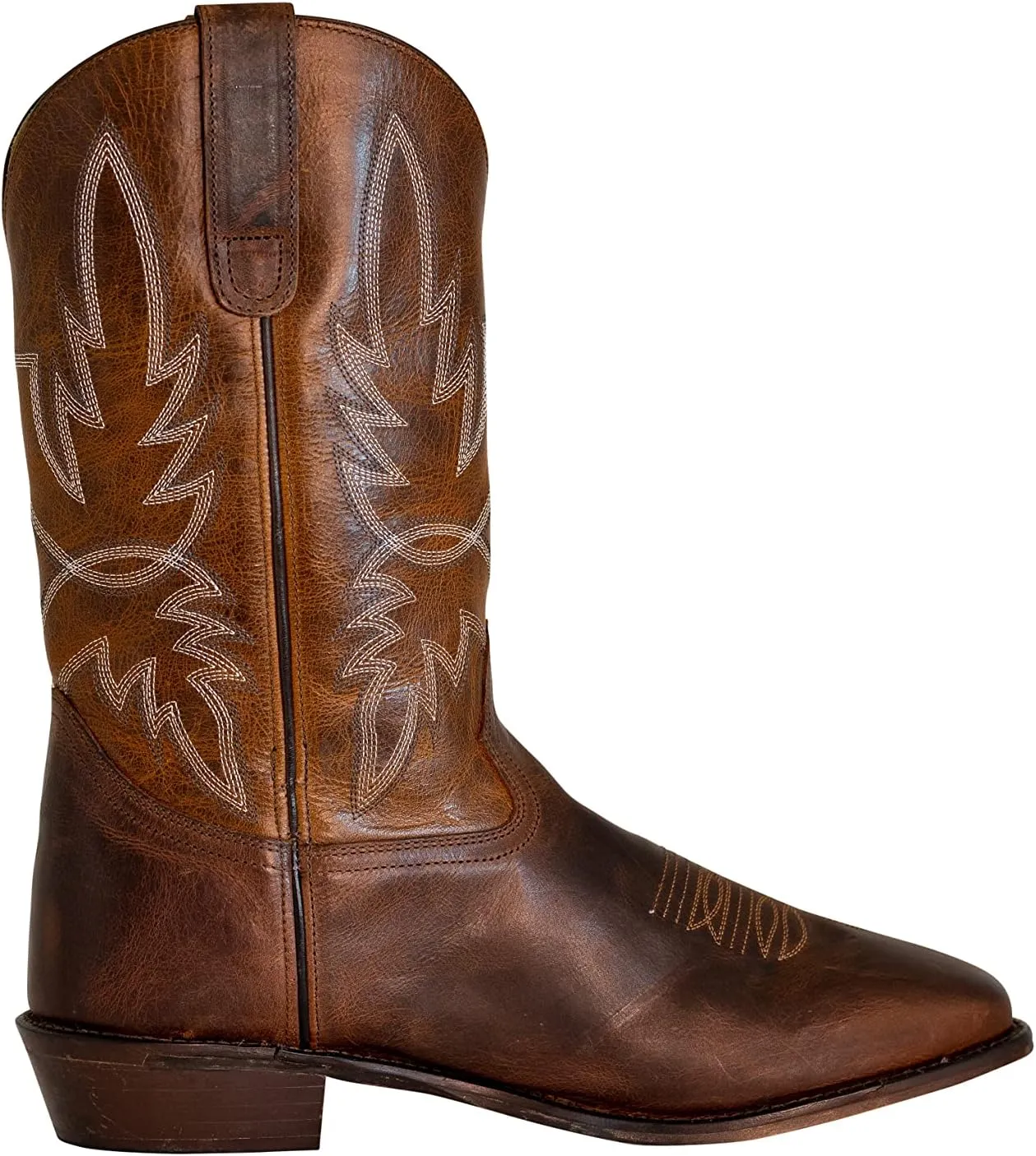 TuffRider Men’s Old Faithful Leather Embroidered Wide Square Toe Western boot