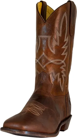 TuffRider Men’s Old Faithful Leather Embroidered Wide Square Toe Western boot