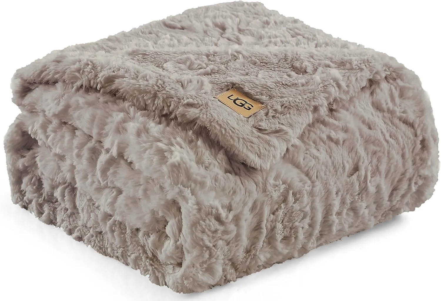 UGG Adalee Faux Fur Throw Blanket Luxury Lightweight Cozy Soft Throw for Couch Bed or Chair Hypoallergenic Machine Washable Double-Sided Fluffy Blanket Home Decor, 50-inch x 70-inch, Oyster Brown