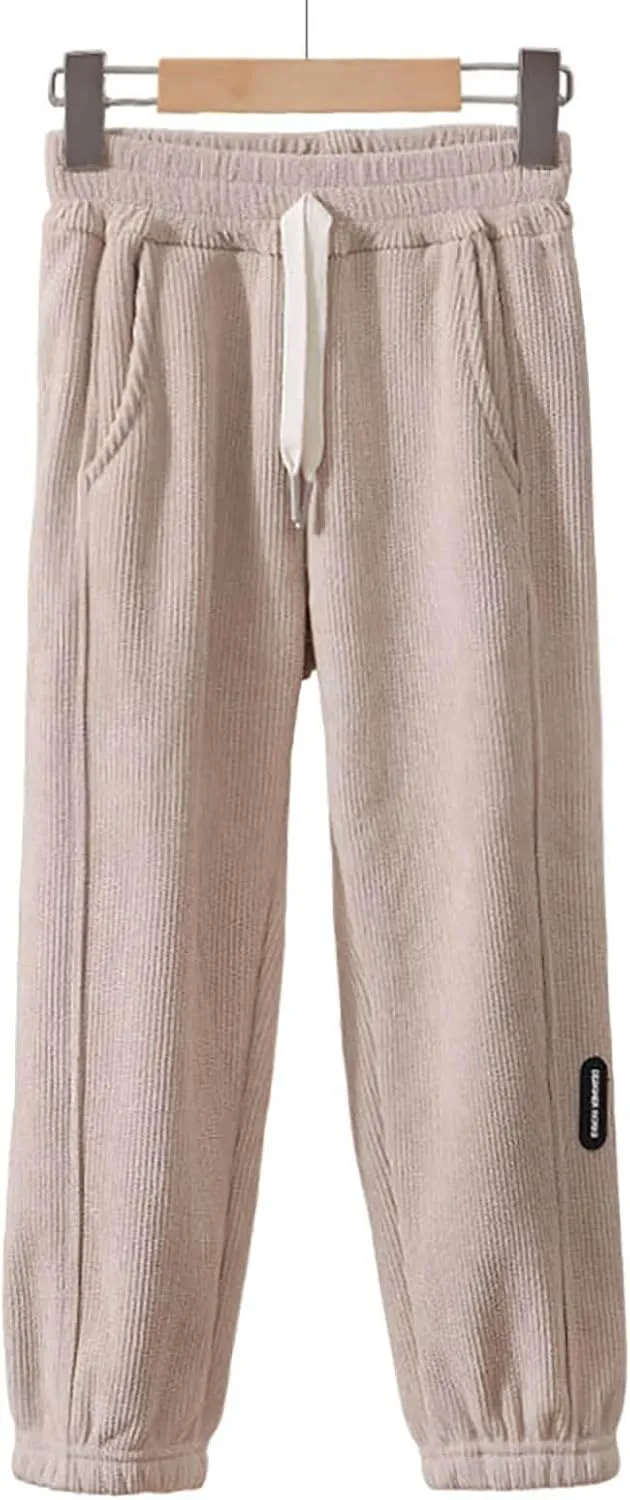 Unisex Sweatpants with Elastic Waist Toddler Boys Girls Loose Fit Sports Jogging Trousers for Kids Corduroy Pants