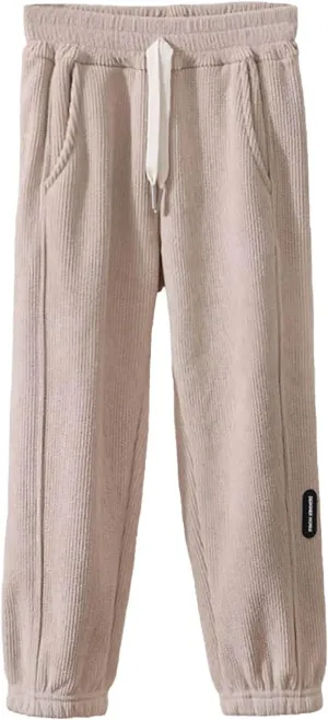 Unisex Sweatpants with Elastic Waist Toddler Boys Girls Loose Fit Sports Jogging Trousers for Kids Corduroy Pants