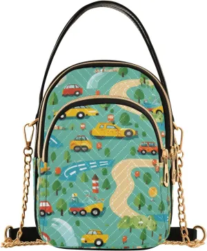 Urban Rail Car Crossbody Handbags for Women Casual Leather Shoulder Phone Purse