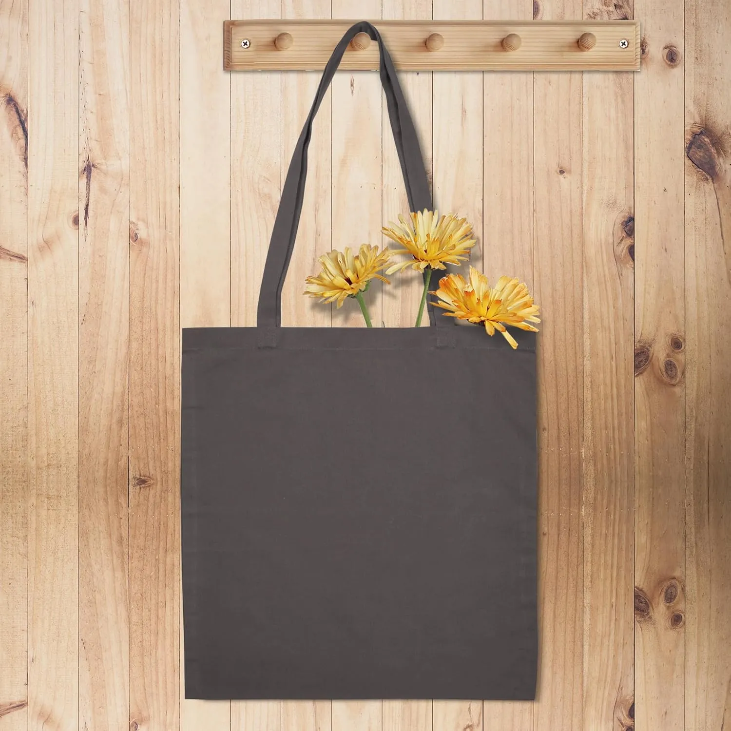 Urban Villa 24 Pack Reusable Grocery Bags 15’’x16’’ with 27’’ long Handle Grey Color 100% Cotton Tote Bags Medium Weight Grocery Shopping Cloth Bags Great Choice for Promotion Gift DIY Advertising