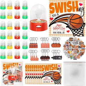 Valentine's Day Gifts 24 Pack Mini Finger Basketball Shooting Game Basketball Keychains Basketball Stickers Basketball Party Favors Classroom Rewards Carnival Prizes Party Supplies for Kids