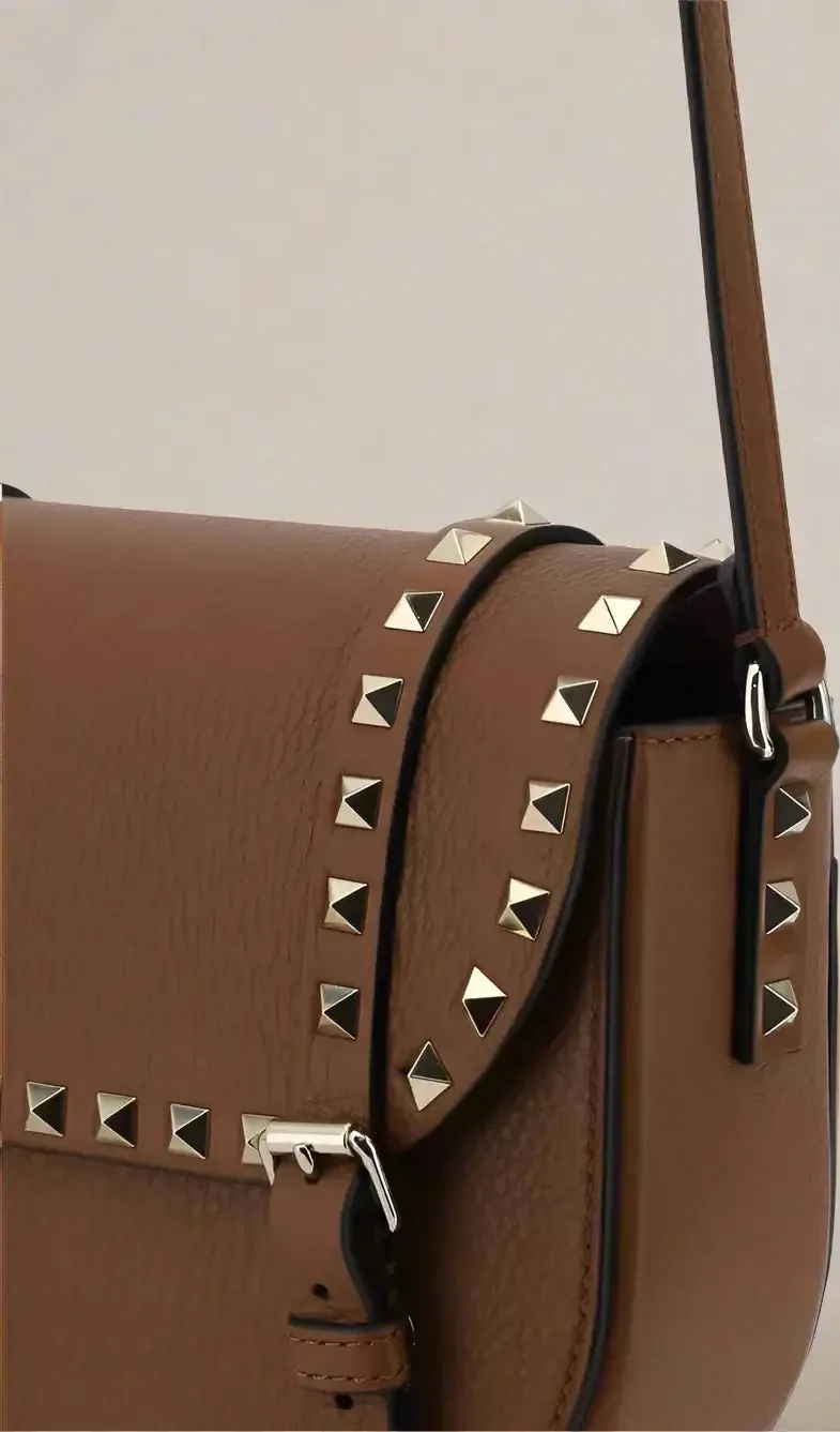 Valentino Garavani brown leather studded Shoulder Bag