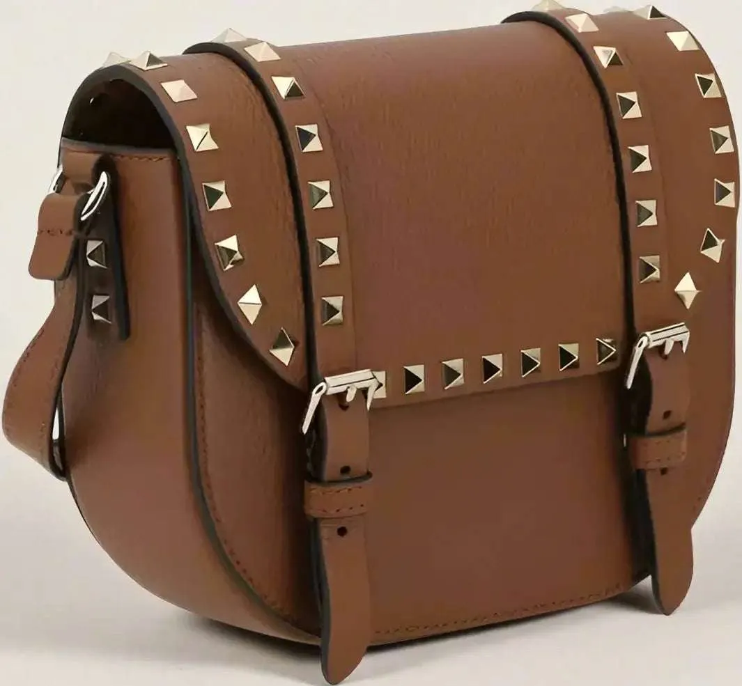 Valentino Garavani brown leather studded Shoulder Bag