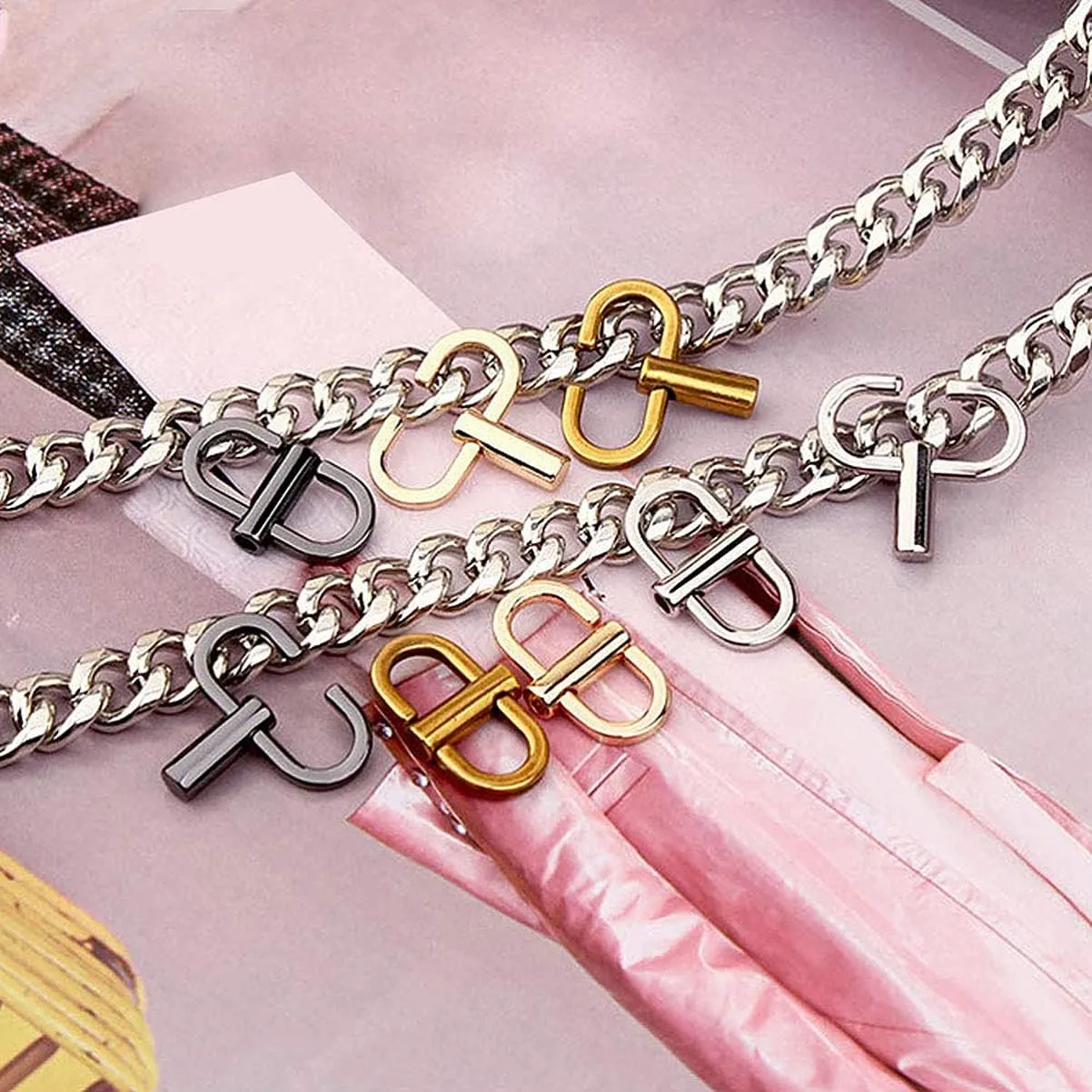 VALICLUD 5pcs Bag Chain Shortener Clips Adjustable Metal Purse Strap Clips for Handbags, Purses, Tote Bags