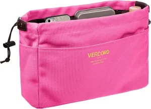 Vercord Canvas Handbag Organizers, Sturdy Purse Insert Organizer Bag in Bag, 10 Pockets Color Rose Small