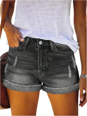 Verdusa Women's Ripped Distressed Skinny Denim Shorts