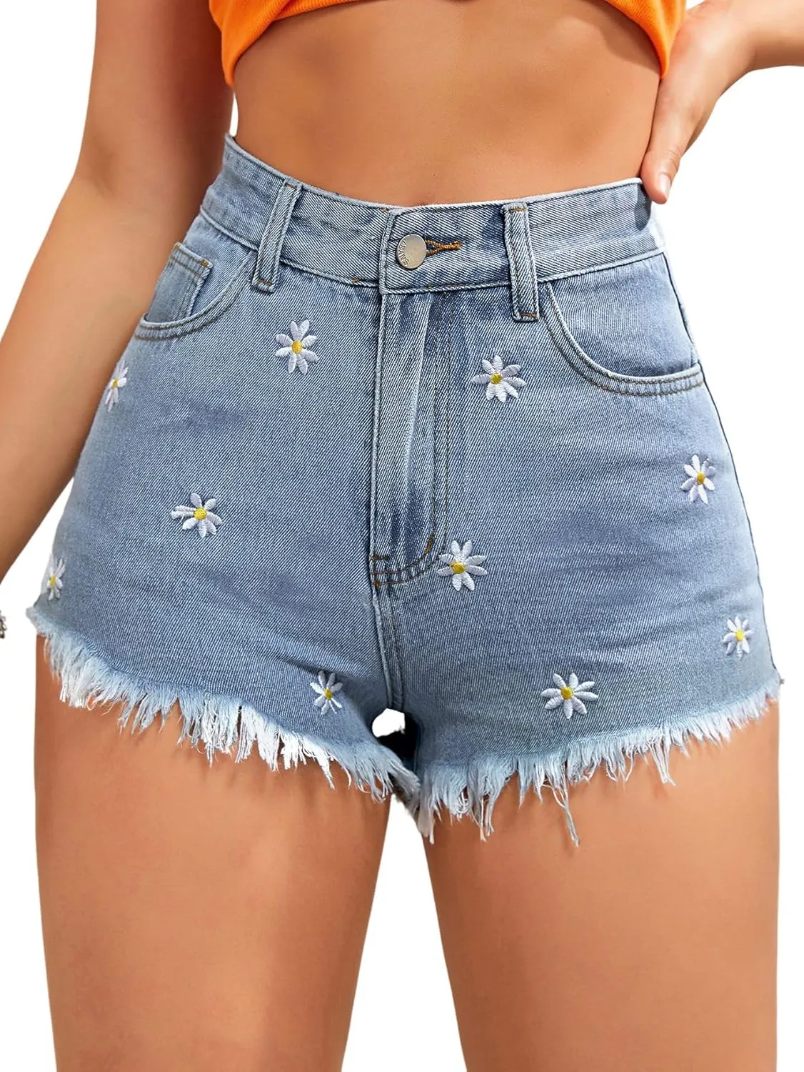 Verdusa Women's Ripped Distressed Skinny Denim Shorts